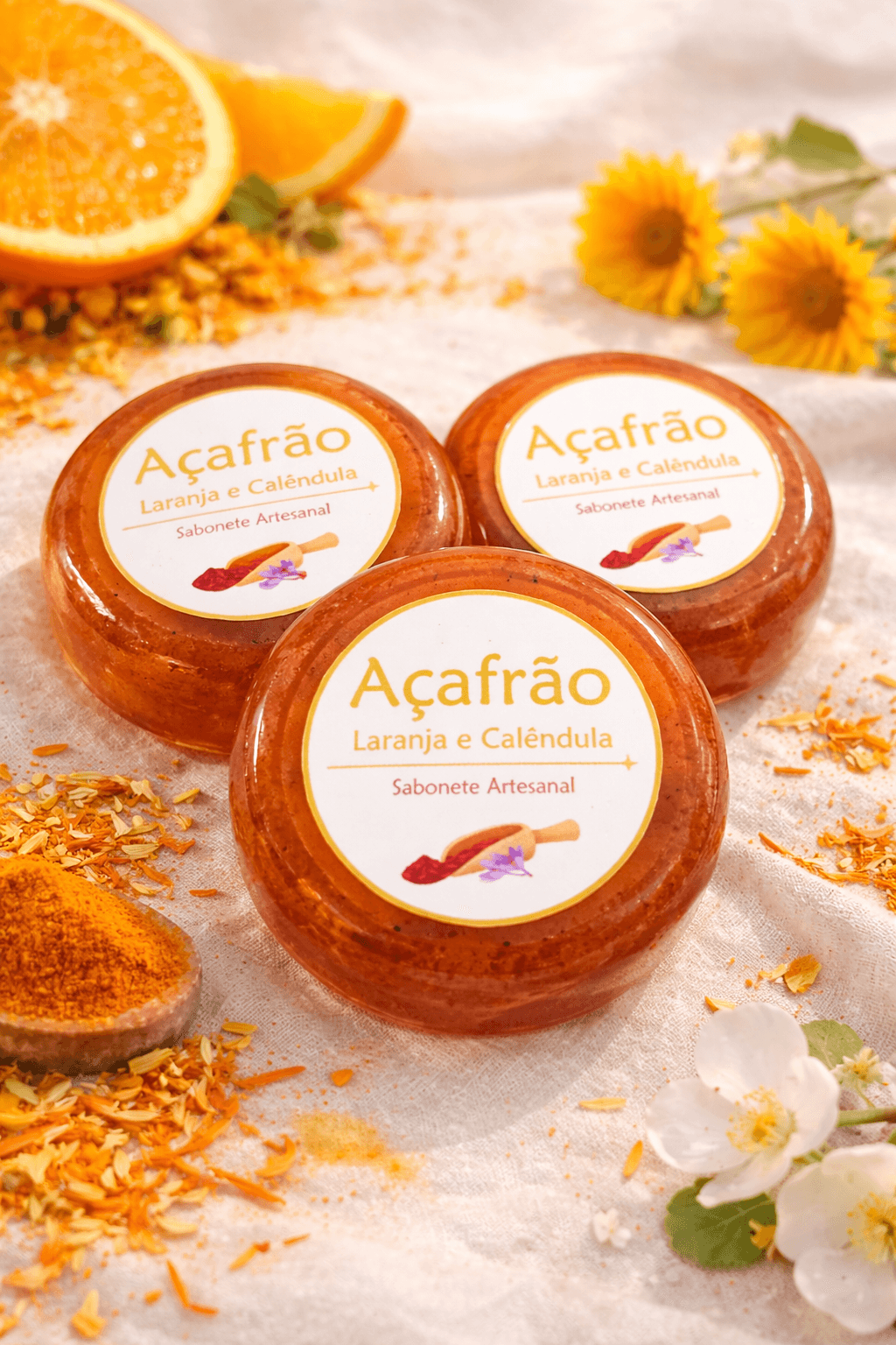Sabonete Artesanal de Açafrão e Calêndula
