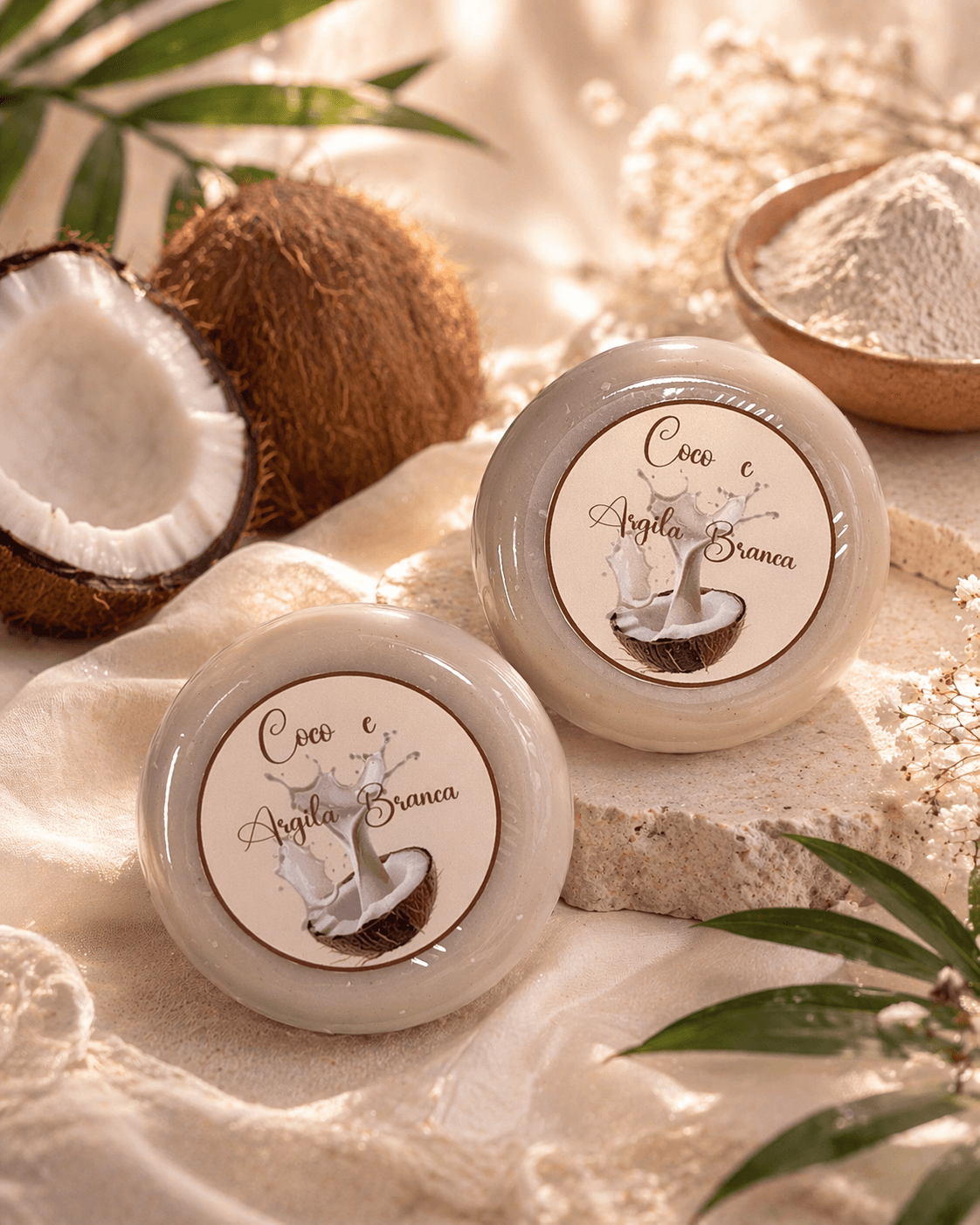Sabonete Artesanal de Coco & Argila Branca