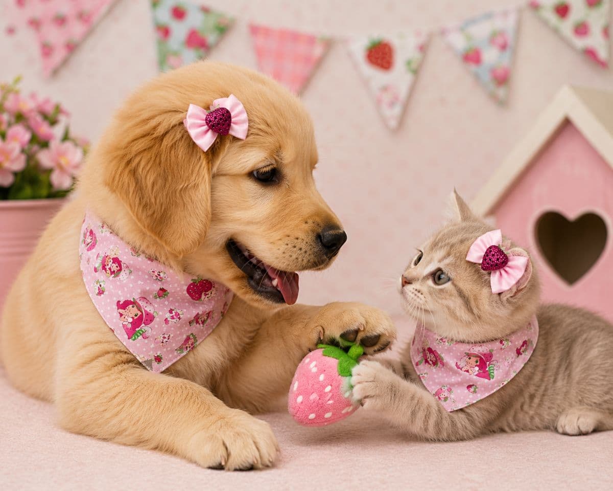 Kit Bandana e Dois Laços Moranguinho Tam.M