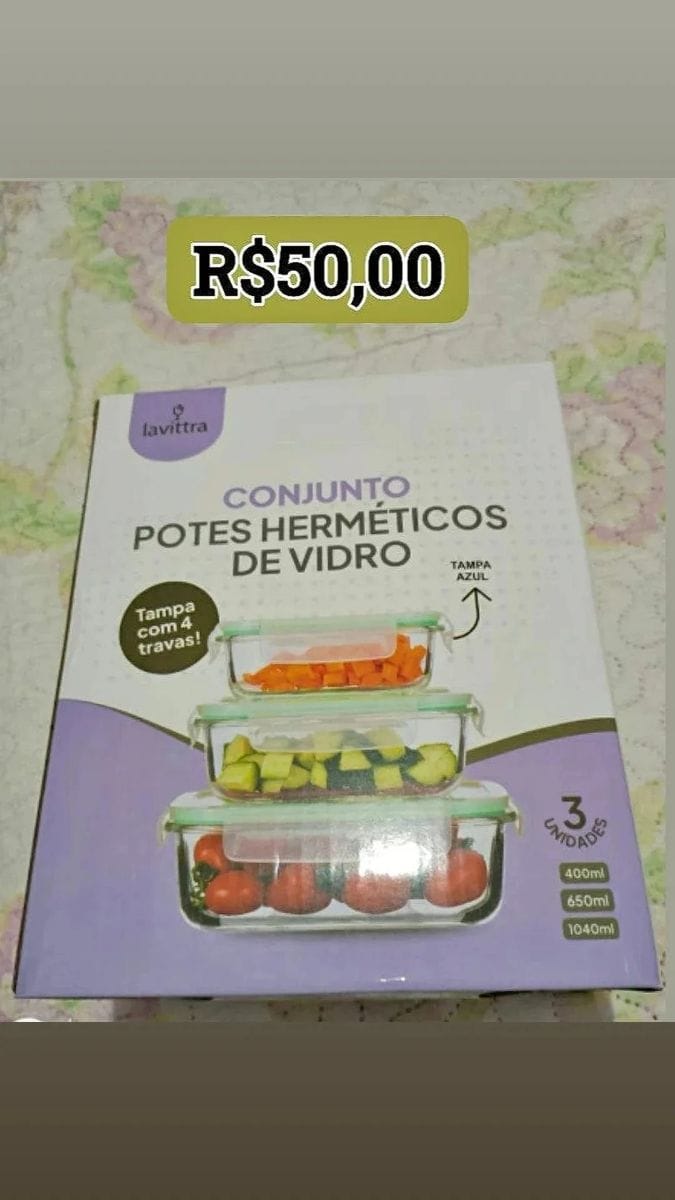 Conjunto de Potes de Vidro Herméticos