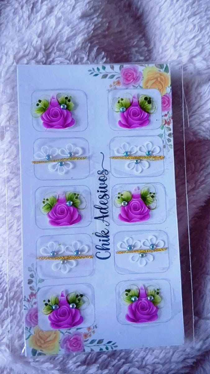 Adesivos artesanais 5 pares rosa pink