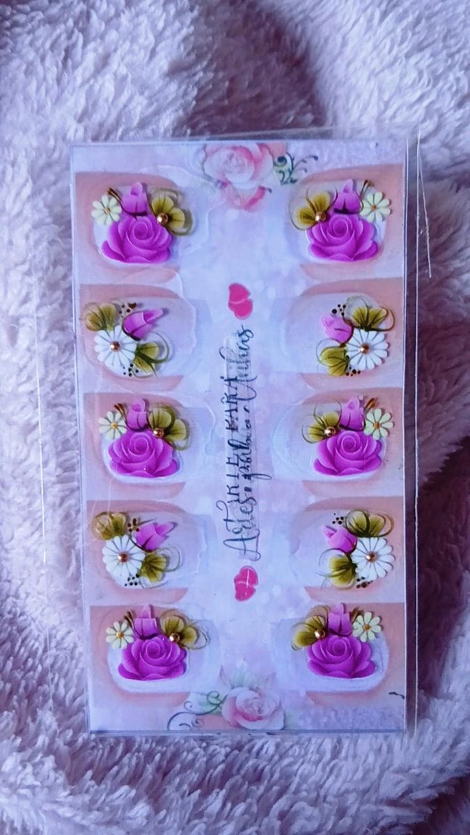 Adesivos artesanais 5 pares rosa pink