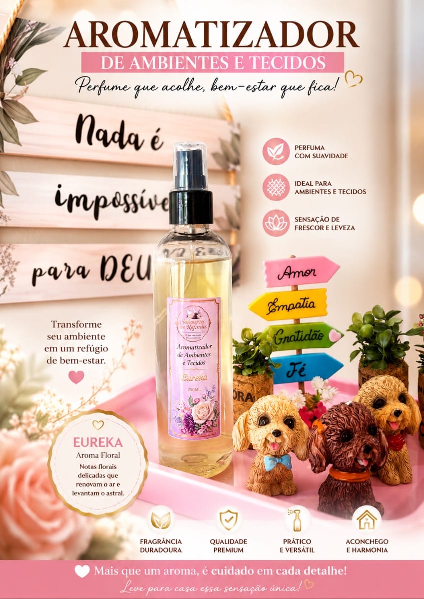Aromatizador de ambiente e tecido Eureka