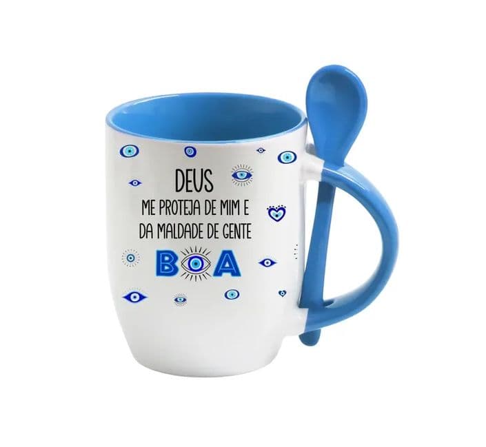 Caneca azul colher