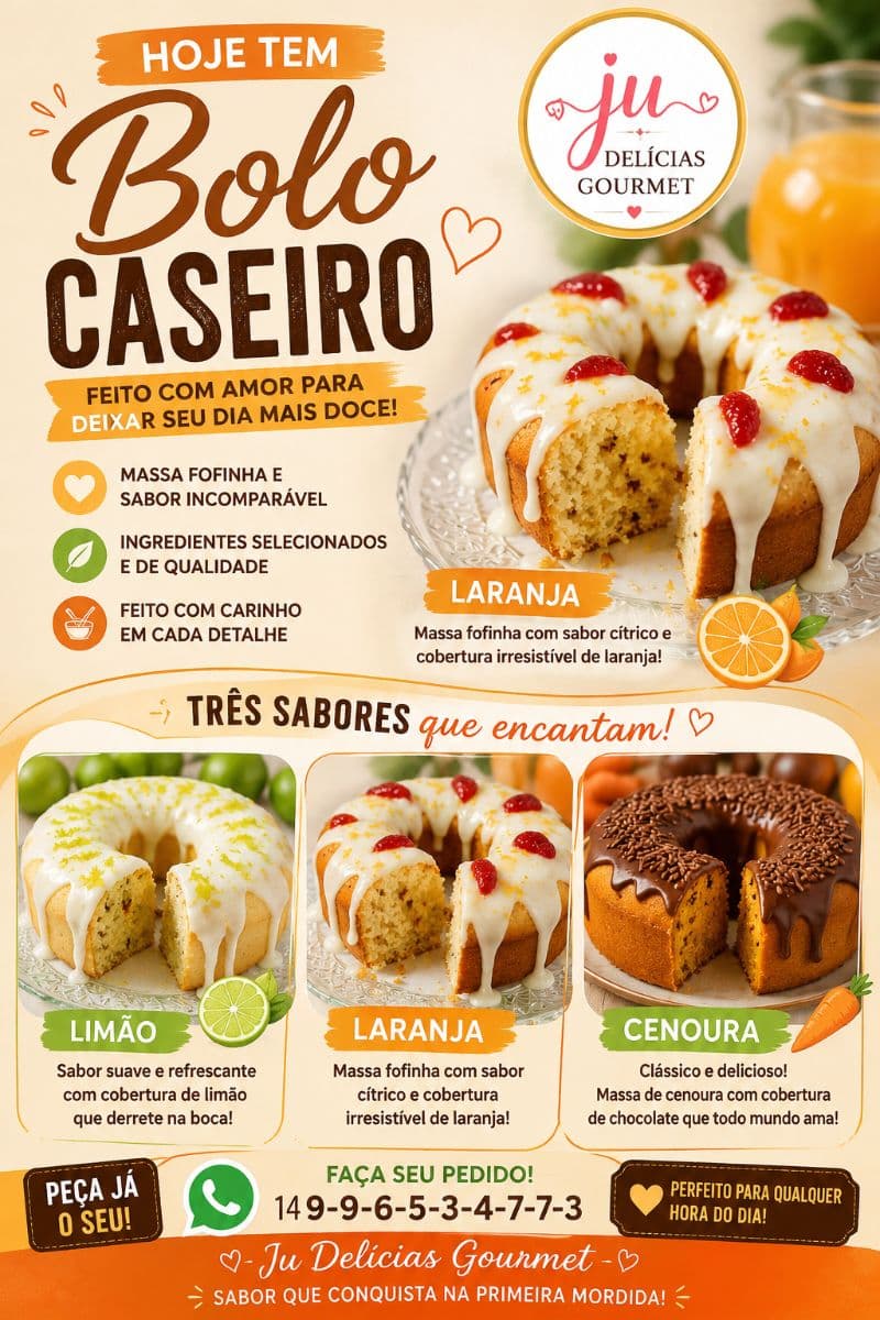 Bolos caseiros com cobertura