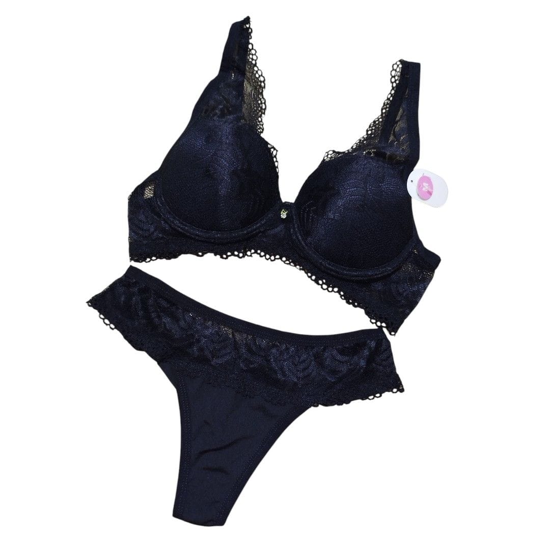 Conjunto lingerie fio duplo, preto