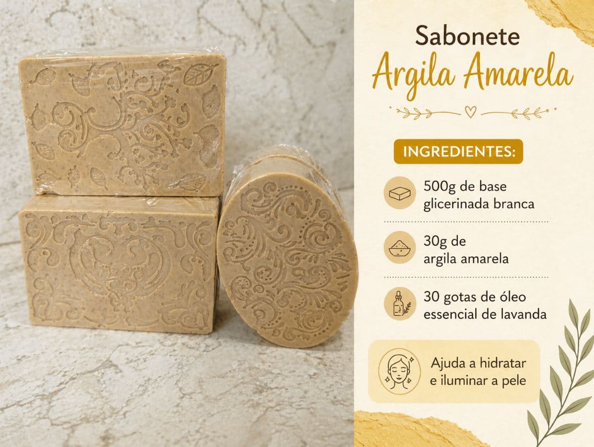 Kit 3 sabonetes de argila amarela