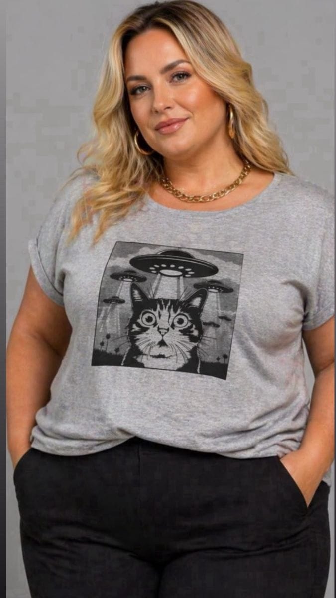 Camiseta Gato Nave Alienígena